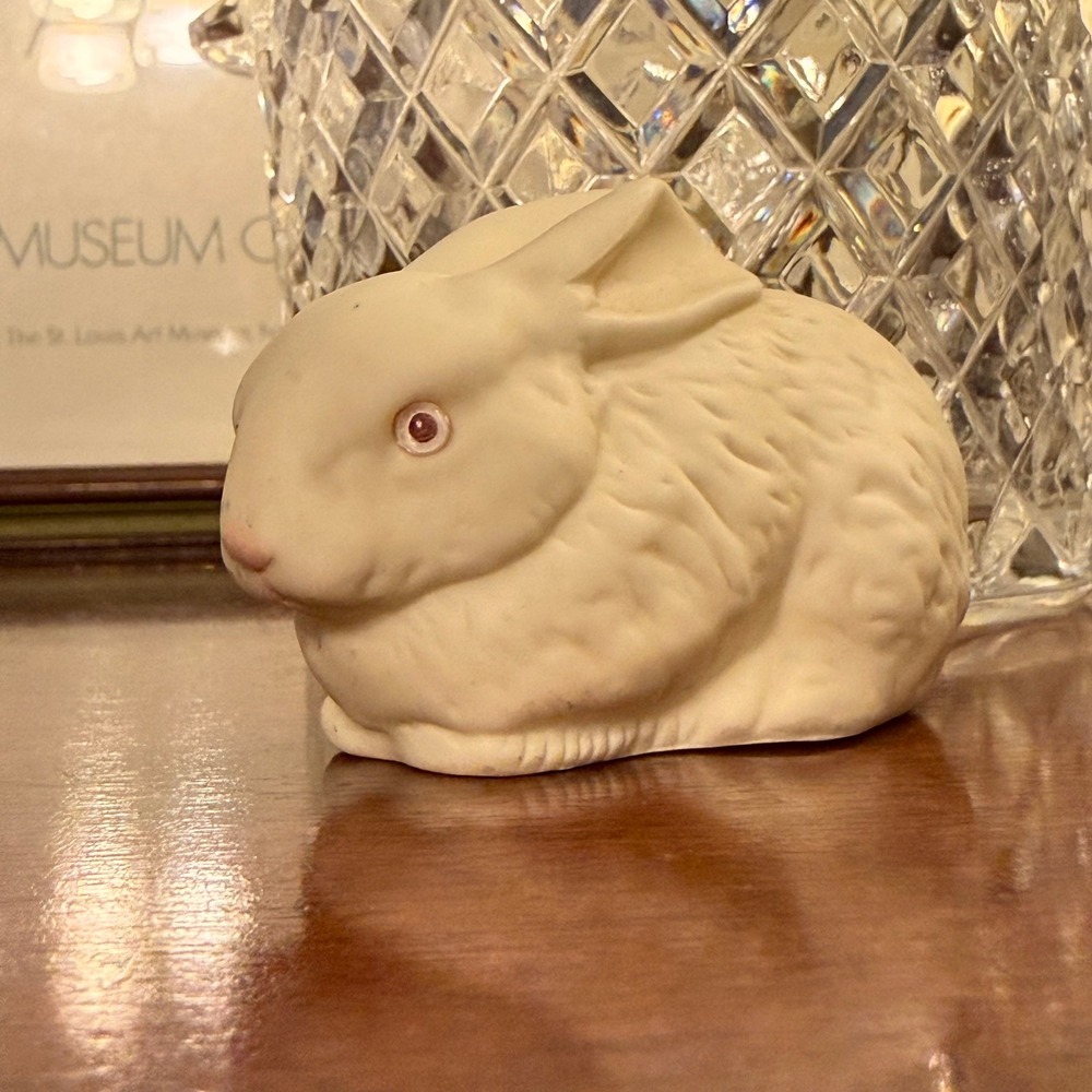 Vintage Dept 56 Bunny Figurine Easter White 1980s Bisque Rabbit